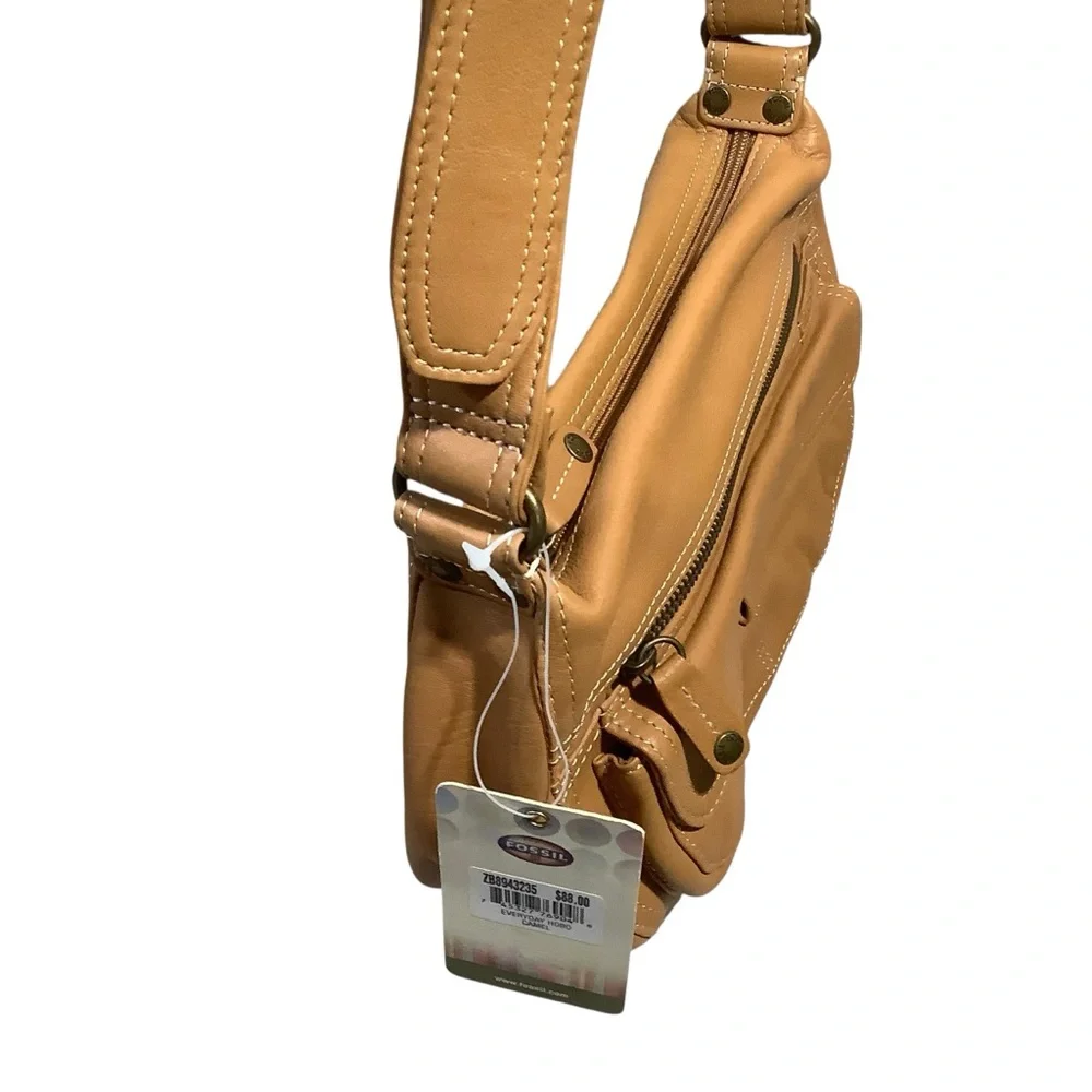 Fossil Leather Janet Everyday Hobo Shoulder Bag In Camel